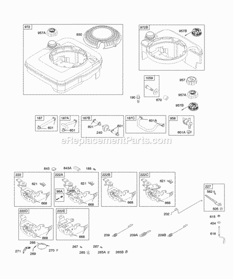 Controls Fuel Supply Governor Spring Diagram and Parts List for 12H812-2320-B1  Briggs and Stratton Engine